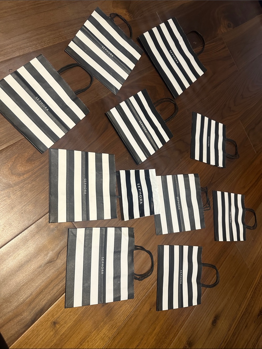Sephora Black and White Striped Paper Bags - Assorted Sizes